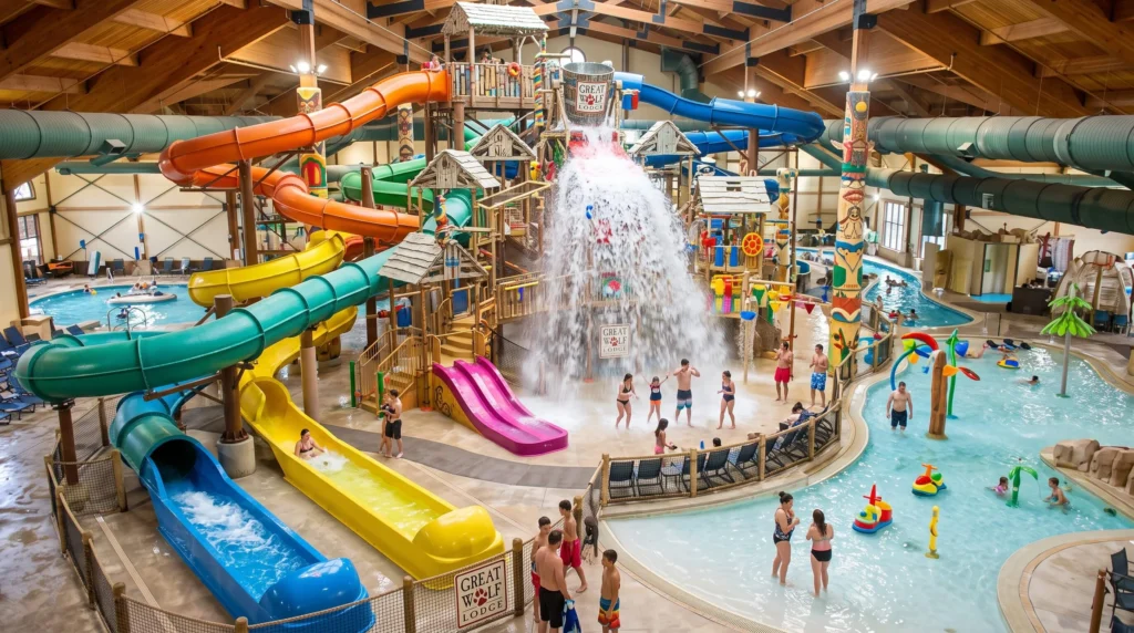 Things to Do in Traverse City, Michigan 8 Indoor water park with slides and families playing in the water