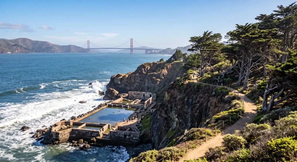 Things to Do in San Francisco, California 8 Coastal trail at Lands End above the ocean near the Sutro Baths ruins