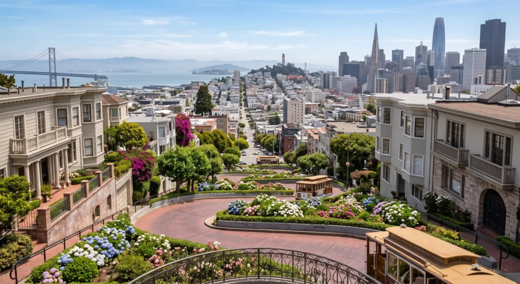 Things to Do in San Francisco, California 6 Crooked section of Lombard Street with hairpin turns on Russian Hill