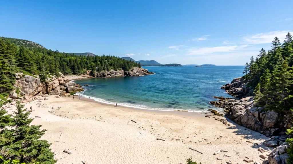 Things to Do in Bar Harbor, Maine 5 Sand Beach with pale shell sand and pine-covered cliffs