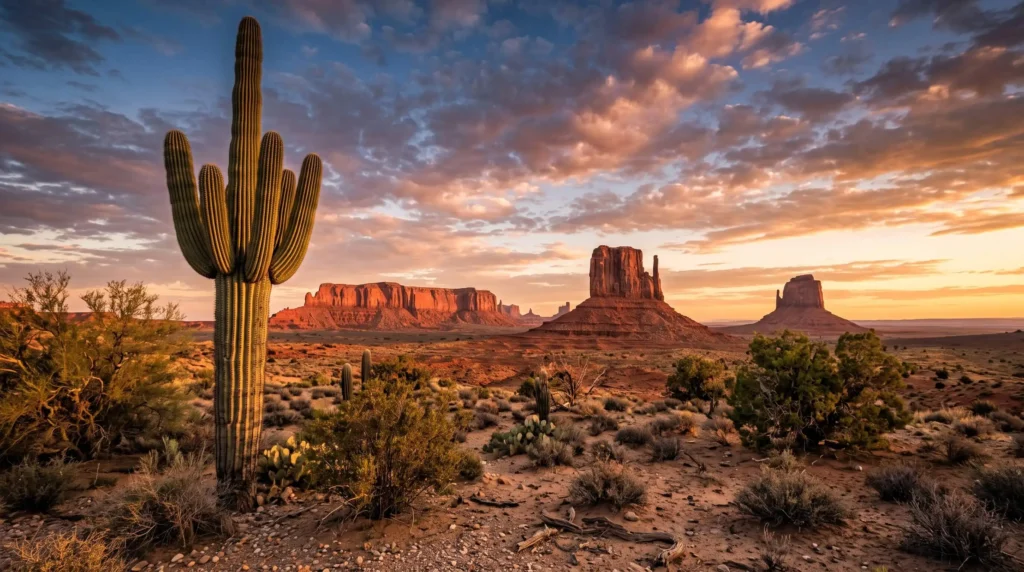 Best Things to Do in Arizona From Canyons to Red Rocks and Saguaro Country 4 Best things to do in Arizona with saguaro cactus and red rock buttes at sunset