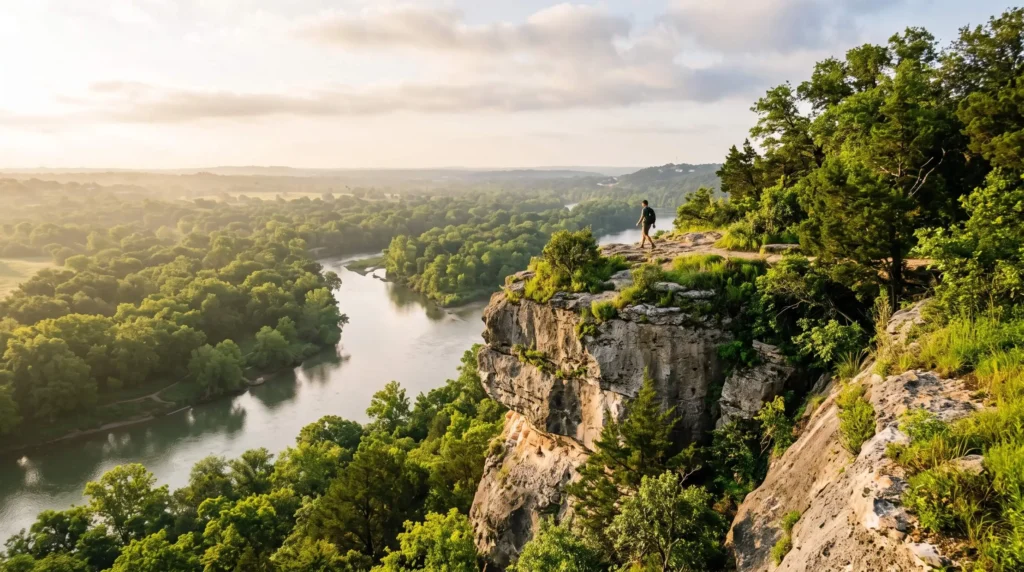 Things to Do in Waco, Texas for Silos, Mammoths and Dr Pepper 7 Cliff view over the Brazos and Bosque rivers from Lover’s Leap in Cameron Park, Waco