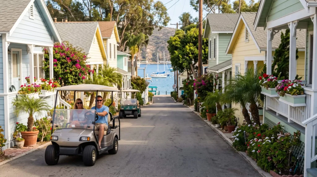 Catalina Island Day Trip and How to Spend Six Hours in Avalon 7 Golf cart on a street in Avalon on Catalina Island