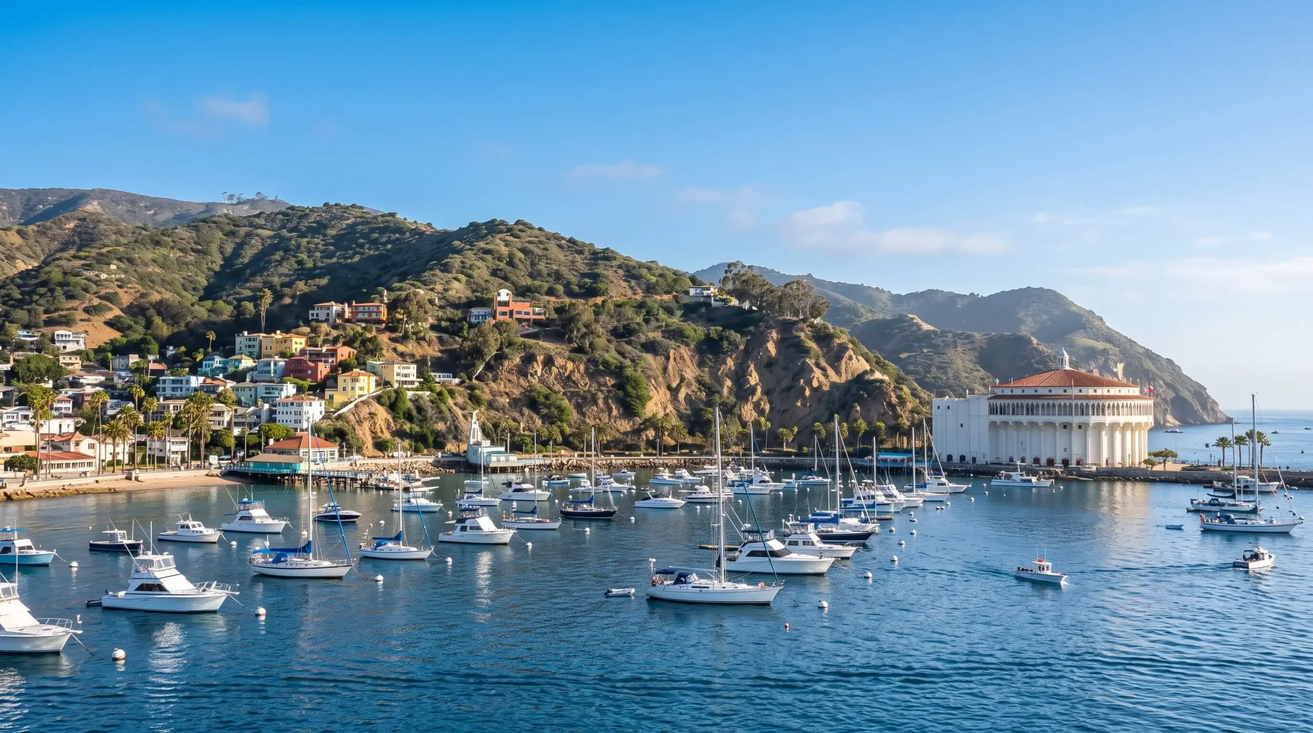 Catalina Island day trip view of Avalon and the Casino building