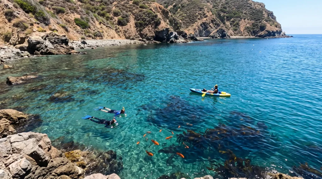 Catalina Island Day Trip and How to Spend Six Hours in Avalon 6 Snorkelers at Lover’s Cove on Catalina Island