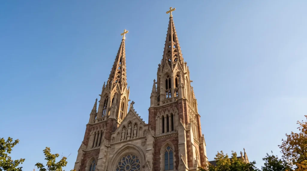 Things to Do in Helena, MT Through Gold Rush History and Mountain Trails 3 Twin gothic spires of the Cathedral of Saint Helena seen from below