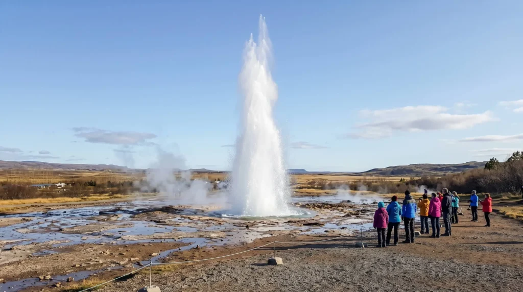 5 Day Trip to Iceland Across the Golden Circle, South Coast and Reykjavík 3 Strokkur geyser erupting on the Golden Circle in Iceland