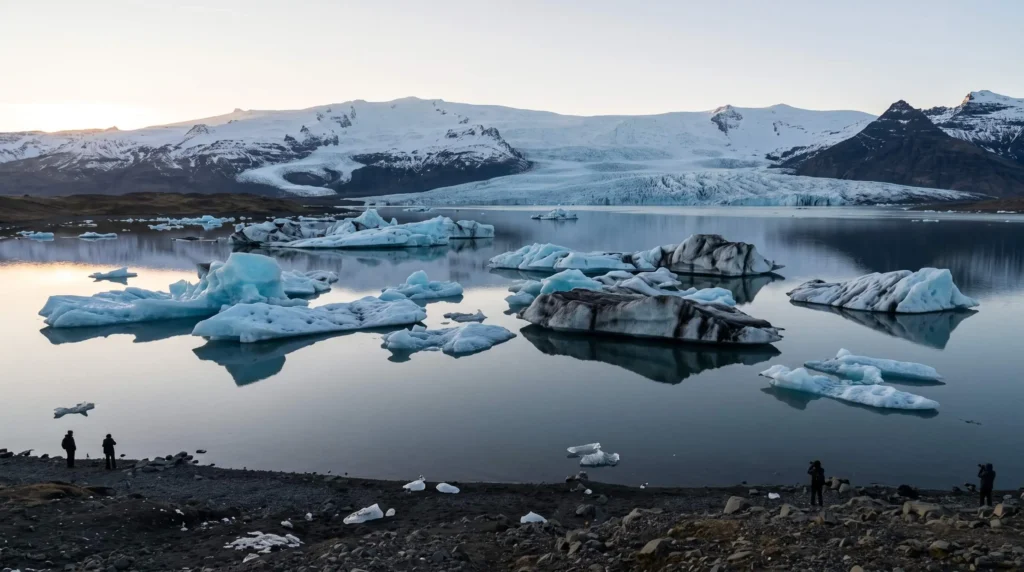 5 Day Trip to Iceland Across the Golden Circle, South Coast and Reykjavík 6 Icebergs floating in Jökulsárlón glacier lagoon in Iceland