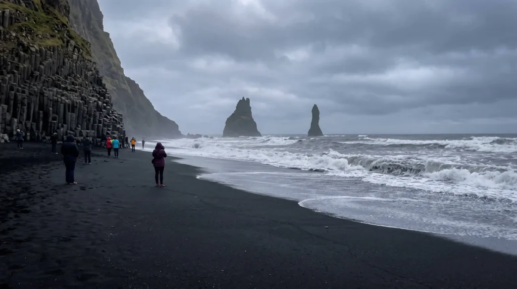 5 Day Trip to Iceland Across the Golden Circle, South Coast and Reykjavík 5 Reynisfjara black sand beach with basalt columns in Iceland