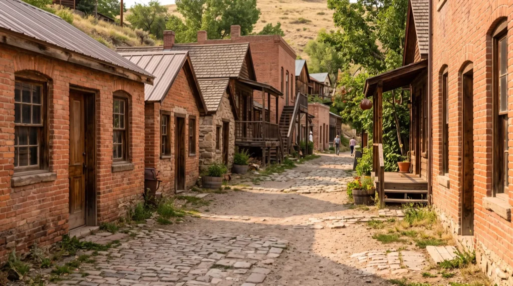 Things to Do in Helena, MT Through Gold Rush History and Mountain Trails 4 Old brick buildings along a narrow street in Reeder’s Alley, Helena