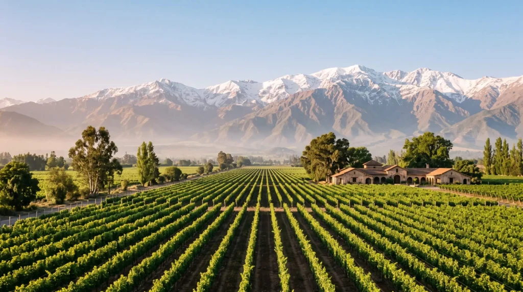 Things to Do in Santiago, Chile Across Hills, Museums and Wine Country 8 Rows of vines in the Maipo Valley with the Andes in the distance