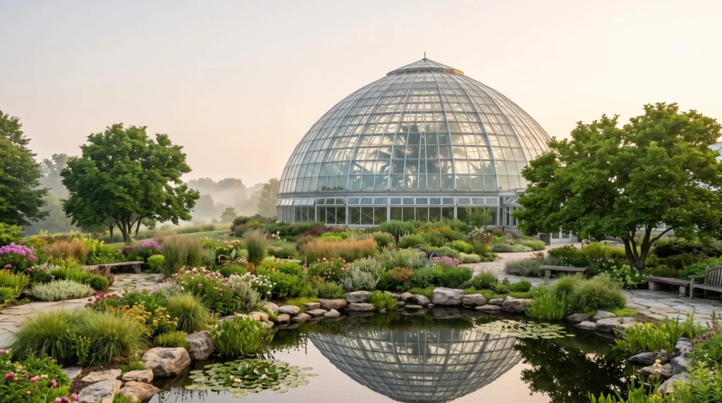 Things to Do in Madison, Wisconsin With Lakes, the Capitol and Cheese Curds 7 Glass conservatory and blooming flower beds at Olbrich Botanical Gardens in Madison