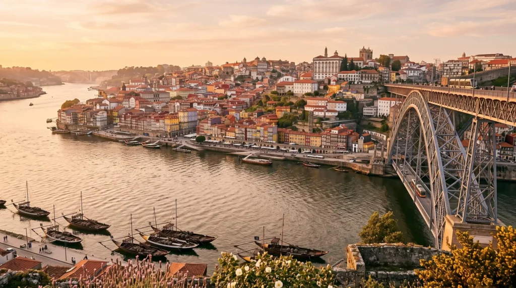 Portugal Itinerary for 10 Days From Lisbon to Porto and the Douro 5 Dom Luís I Bridge and colorful Ribeira waterfront houses along the Douro in Porto