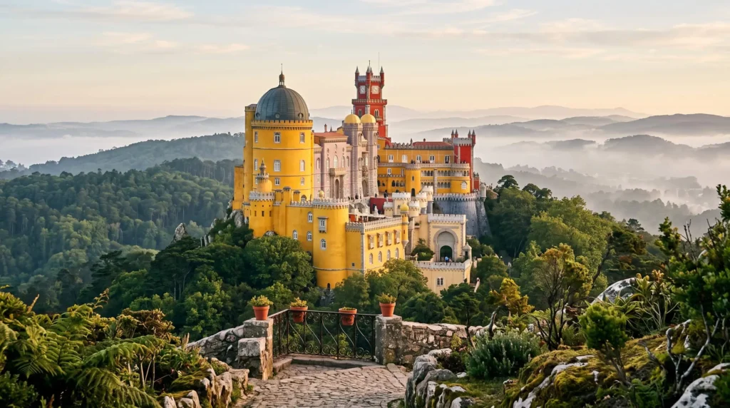 Portugal Itinerary for 10 Days From Lisbon to Porto and the Douro 3 Pena Palace with colorful towers on a forested hilltop in Sintra