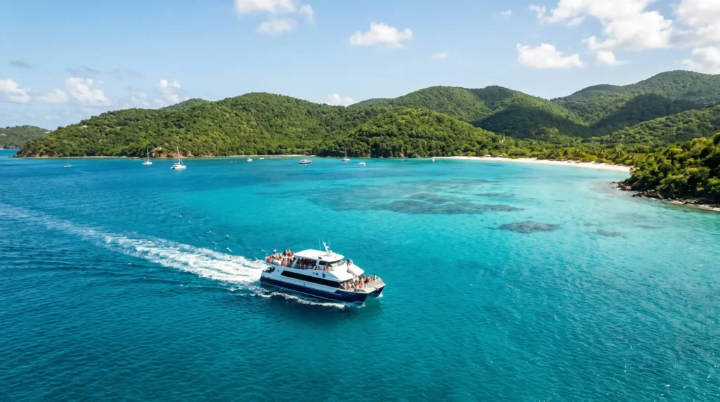 Things to Do in St Thomas Virgin Islands From Beaches to Forts and Ferries 5 Passenger ferry crossing to St. John with Trunk Bay turquoise water and white sand behind