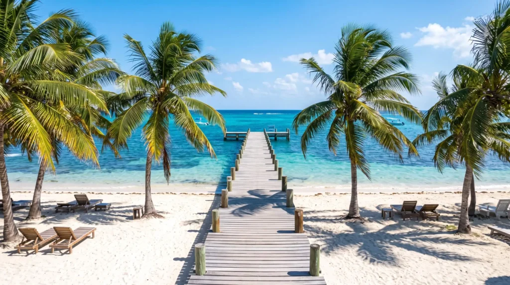 Things to Do in San Pedro, Belize for Reef, Beaches and Island Logistics 11 Turquoise Caribbean water and a wooden dock at San Pedro on Ambergris Caye, Belize